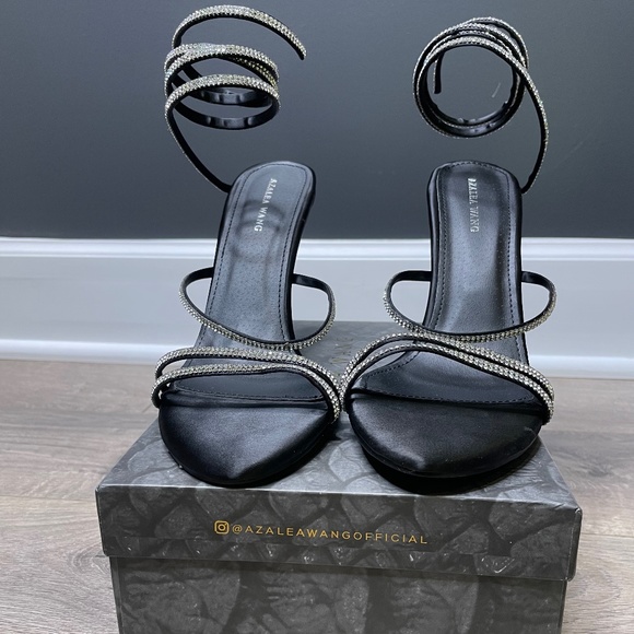 Shoes - RHINESTONE STILETTO SANDAL IN BLACK